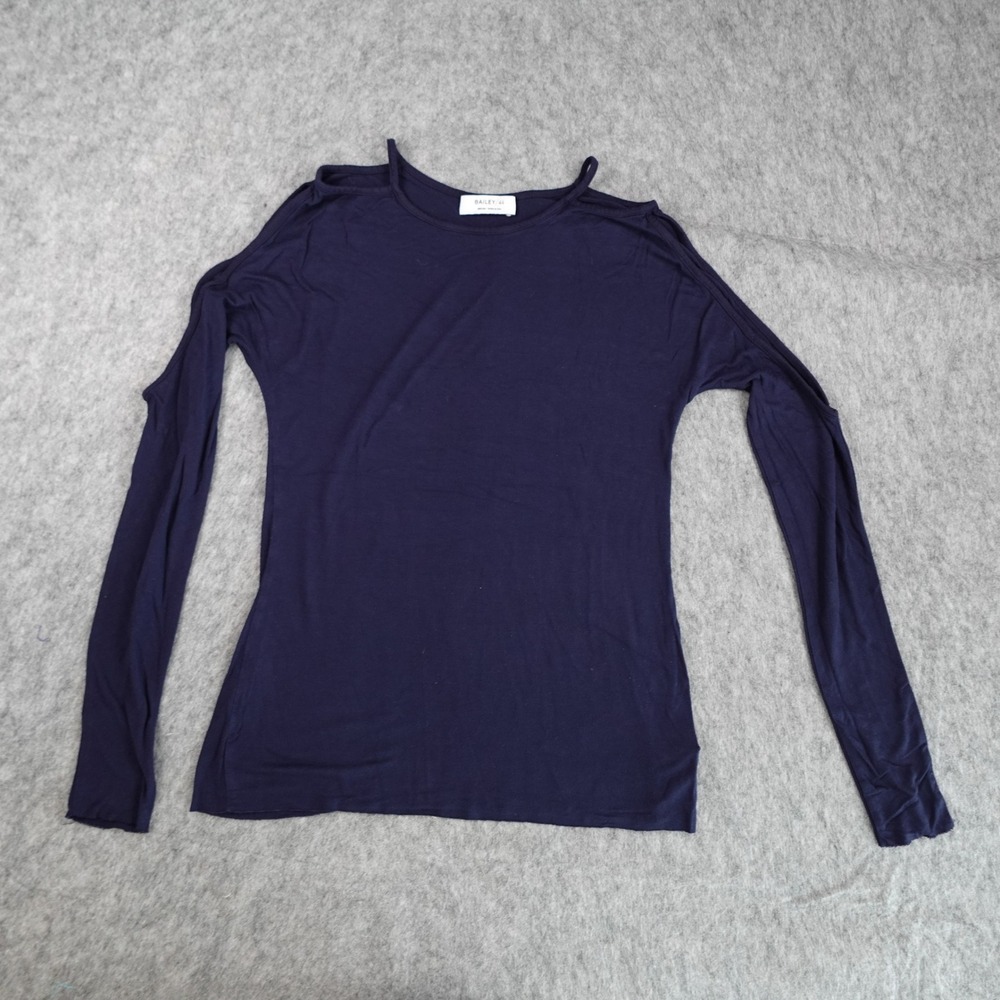 Bailey 44 Top Women Medium Navy Blue Cold Shoulder Long Sleeve USA Made Knit